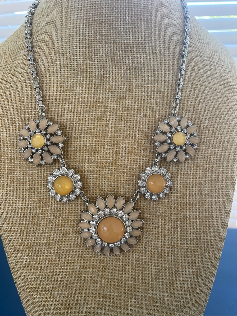 Vintage Lia Sophia “Christina’s Joy” Peach and Cream Floral Statement Necklace